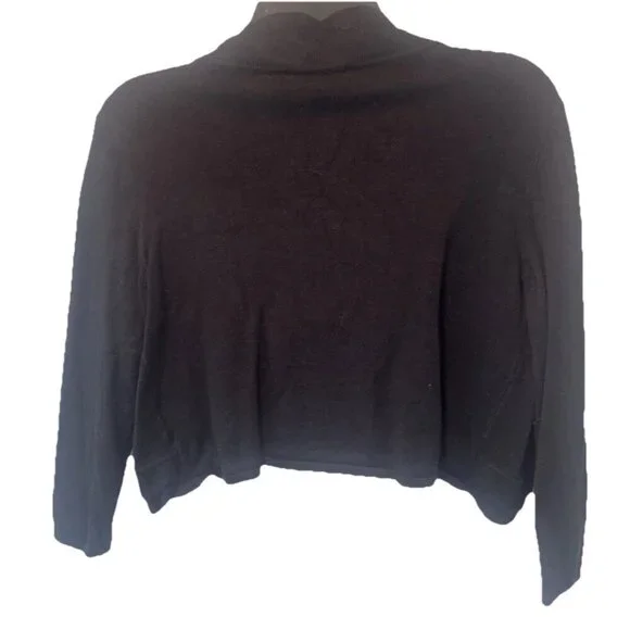 Ronni Nicole Womens Black Crop Cardigan Sweater S Minimalist Staple Timeless - Picture 3 of 8